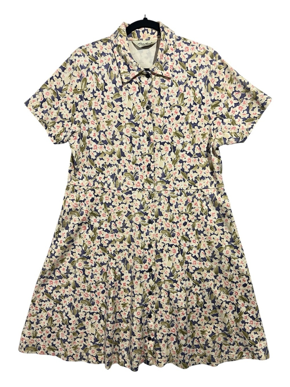 Vintage Eddie Bauer Shirt Dress Womens Large Multi Floral Cottagecore 80’s 90’s